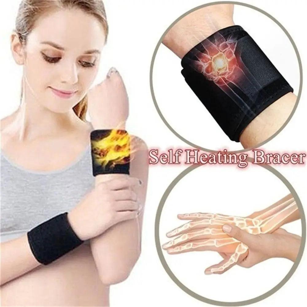 1 Pair Tourmaline Self - Heating Wrist Brace Sports Protection Wrist Belt Far Infrared Magnetic Therapy Pads Braces - Ammpoure Wellbeing