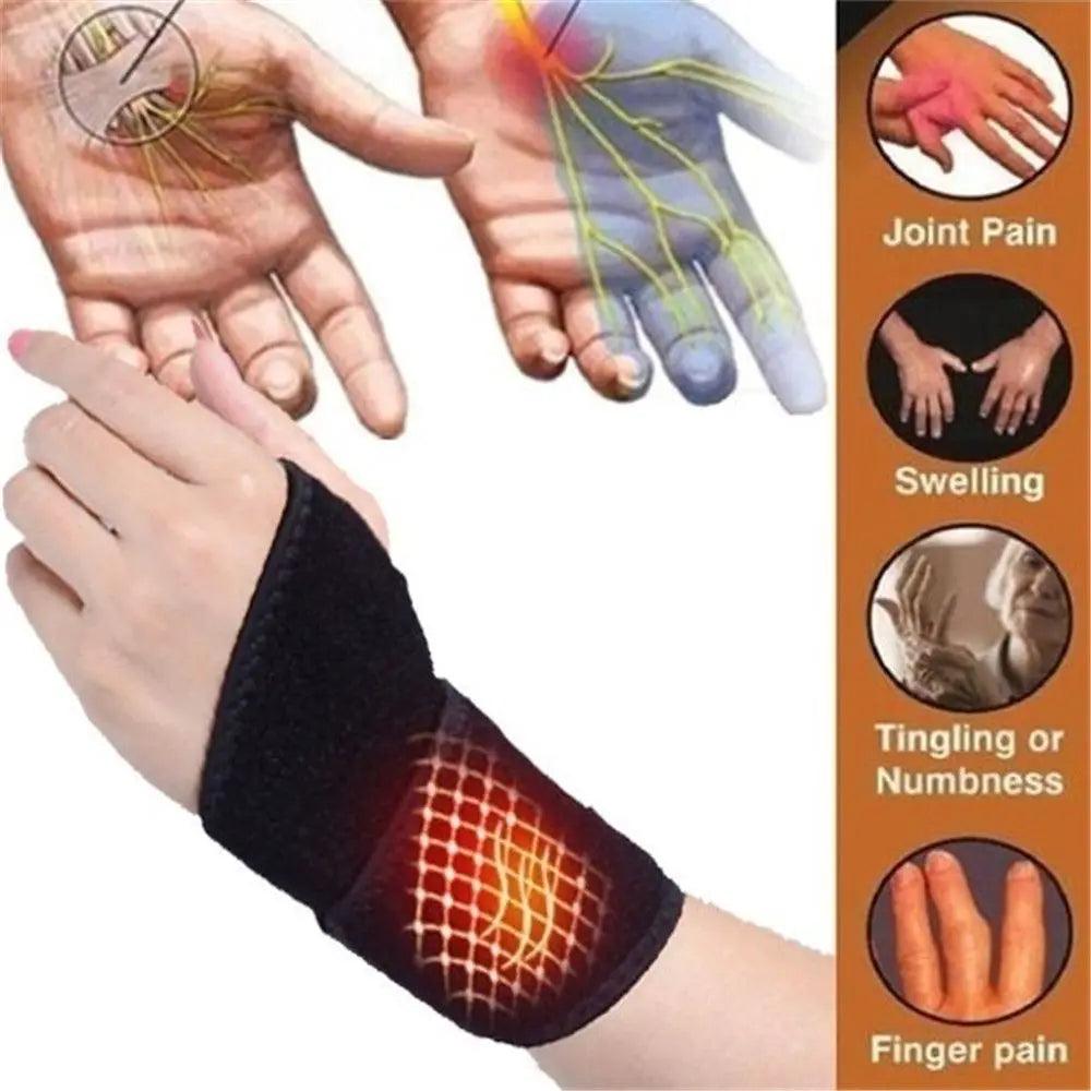 1 Pair Tourmaline Self - Heating Wrist Brace Sports Protection Wrist Belt Far Infrared Magnetic Therapy Pads Braces - Ammpoure Wellbeing
