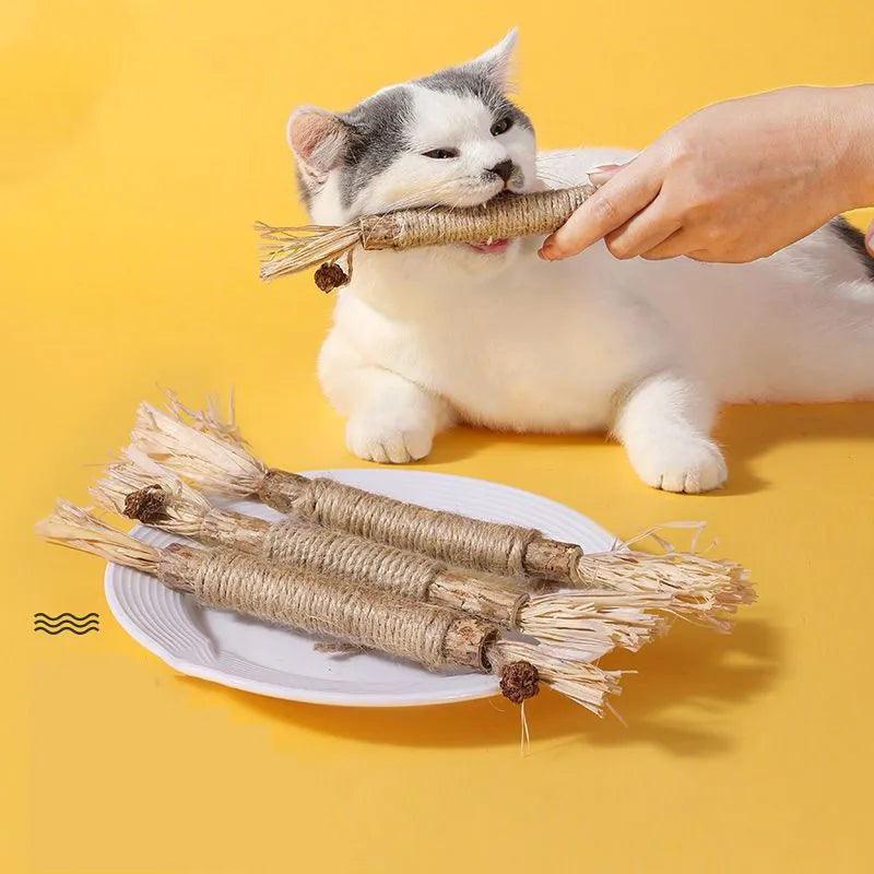 1 Pc Cat Toys Silvervine Chew Stick Polygonum Kitty Raffia Grass Pet Supplies Cleaning Teeth Stick Pet Bite Cat Toy Hemp Rope - Ammpoure Wellbeing