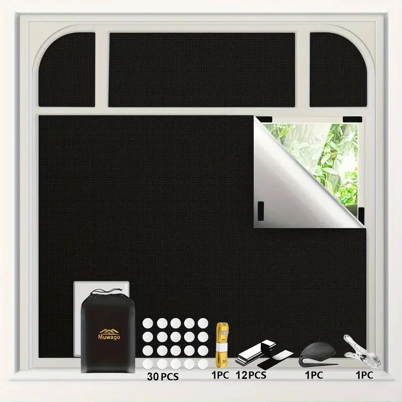 100% Blackout Curtain Removable Portable Travel Blocking Darkest Window Film Cloth Temporary DIY No Drill Blackout Curtains - Ammpoure Wellbeing