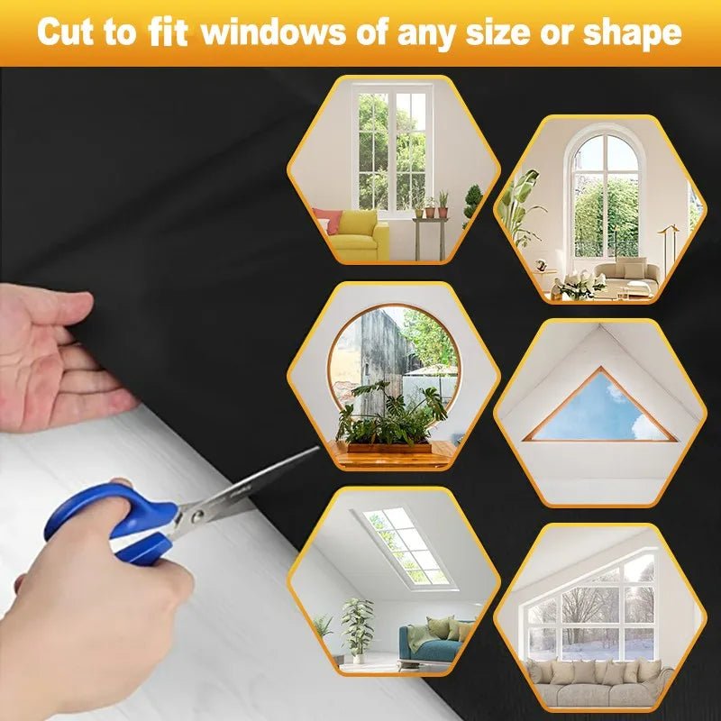 100% Blackout Curtain Removable Portable Travel Blocking Darkest Window Film Cloth Temporary DIY No Drill Blackout Curtains - Ammpoure Wellbeing