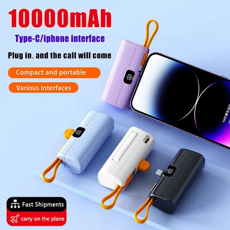 10000mAh Mini Wireless Power Bank High Capacity Fast Charging Mobile Power Supply Emergency External Battery For iPhone Type - c - Ammpoure Wellbeing