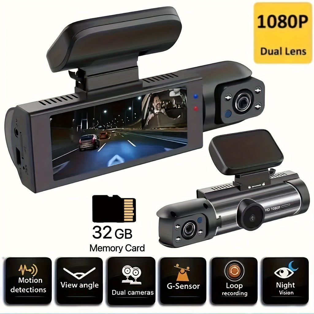 1080P Dual Camera Dash Cam For Cars With IR Night Vision, Loop Recording, And Wide Angle Lens - 8.03 Cm IPS Screen - Ammpoure Wellbeing