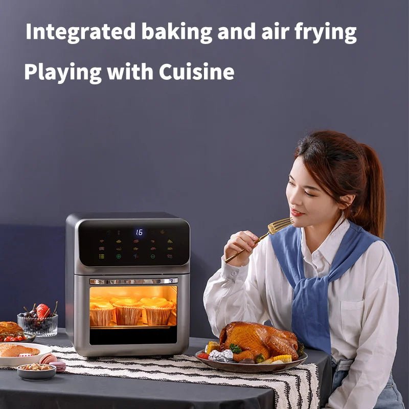 10L Large Capacity Electric Air Fryers Oil - free Automatic Household Kitchen 360°Baking Convection Oven Deep Fryer without Oil - Ammpoure Wellbeing