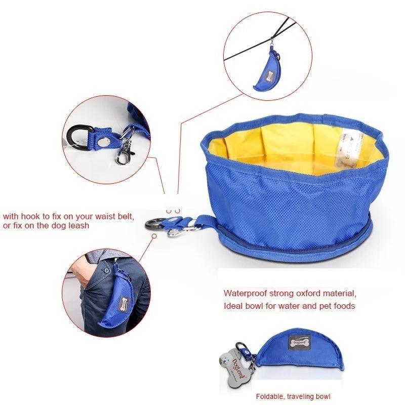 1100ML Big Volume Dog Drinking Container Foldable Dog Water Bowl Food Storage Bag Outdoor Hiking Travel Folding Pet Bowl - Ammpoure Wellbeing