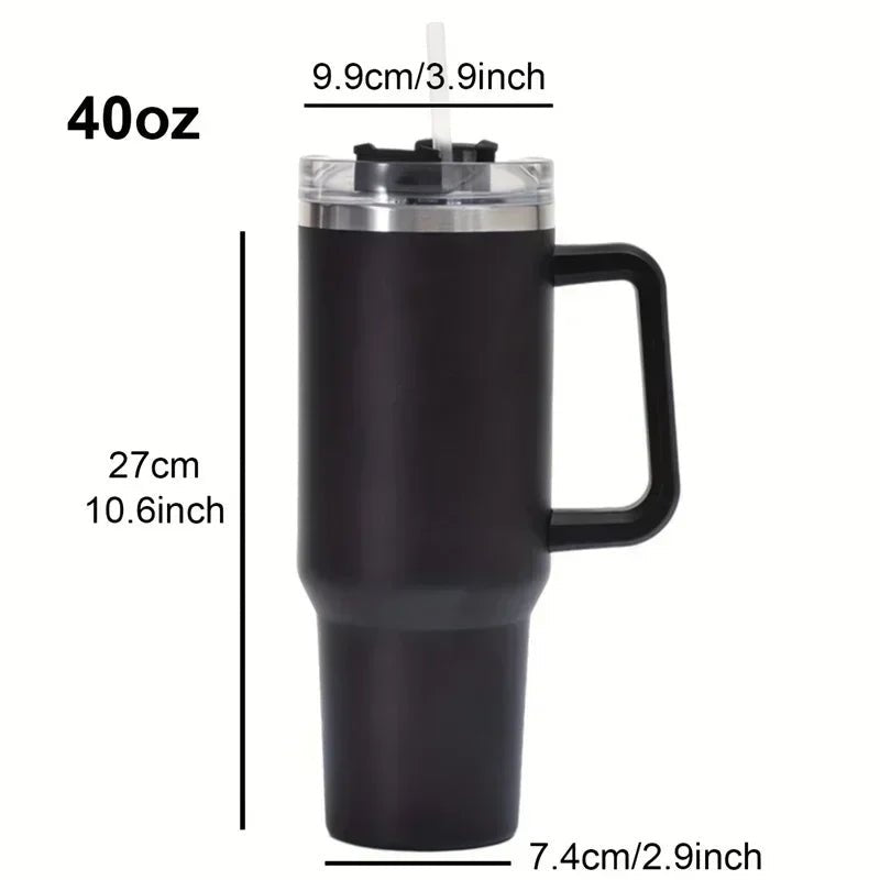 1200ML 304 Stainless Steel Insulated Water Bottle,Thermal Coffee Car Cup, Cold Hot Mugs Vacuum Flask With Handle Straw,For Sport - Ammpoure Wellbeing