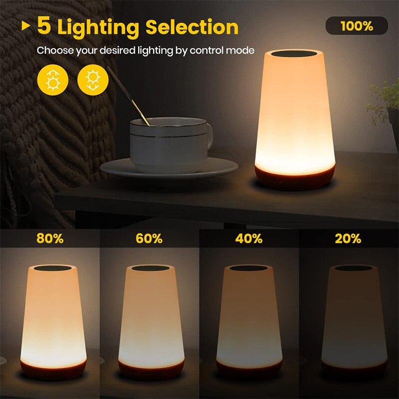 13 Color Changing Night Light Remote Control Touch USB Rechargeable RGB Night Lamp Dimmable Lamp Portable Table Bedside Lamp - Ammpoure Wellbeing