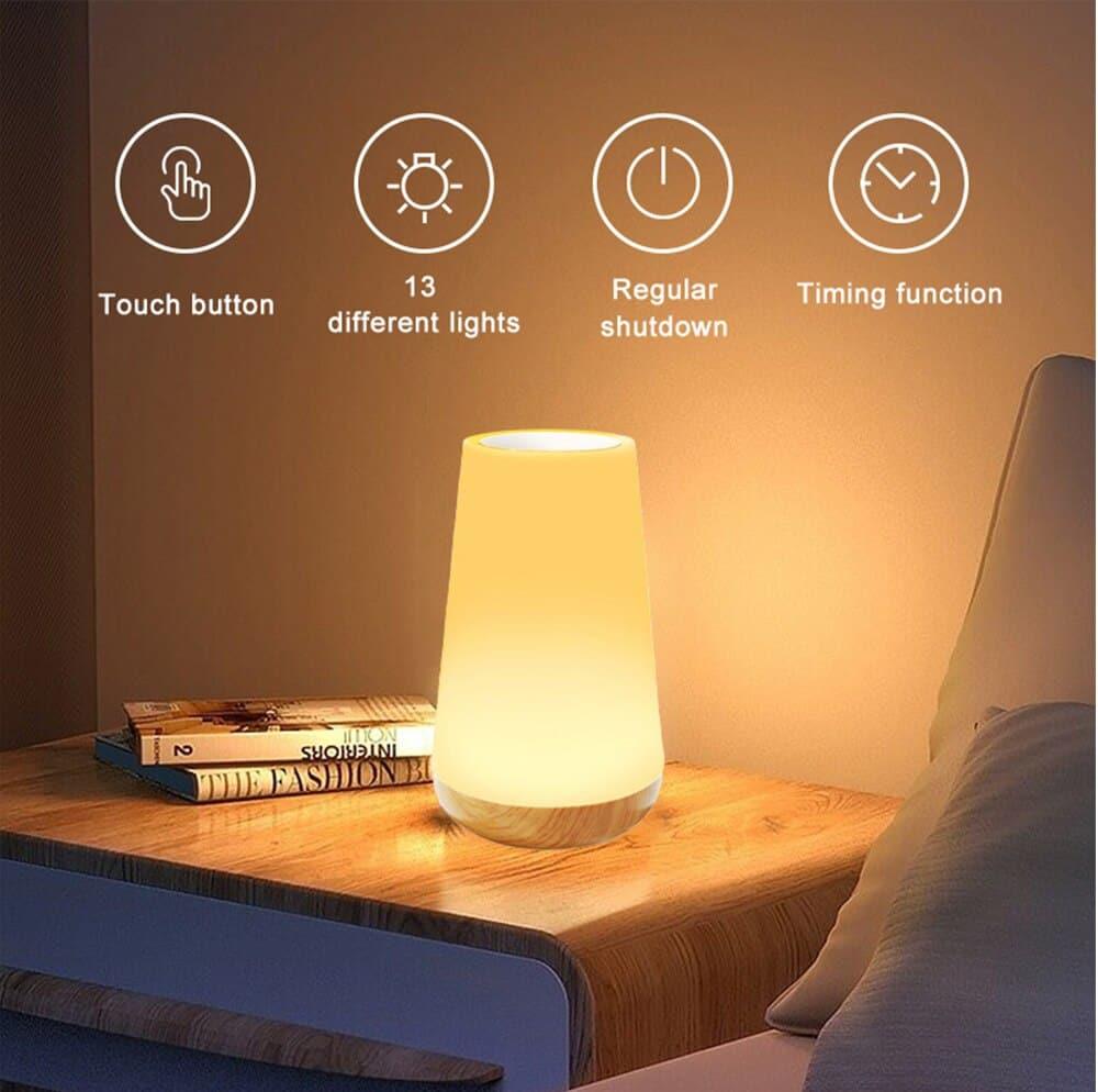 13 Color Changing Night Light Remote Control Touch USB Rechargeable RGB Night Lamp Dimmable Lamp Portable Table Bedside Lamp - Ammpoure Wellbeing