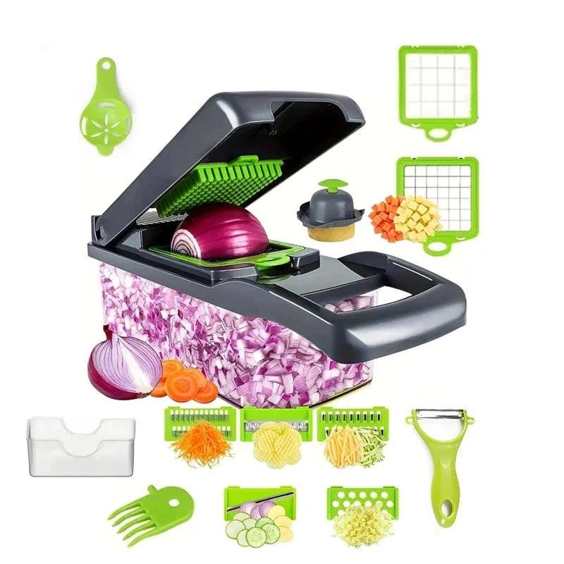 14/16 in 1 Multifunctional Vegetable Chopper Onion Chopper Handle Food Grate Food Chopper Kitchen Vegetable Slicer Dicer Cut - Ammpoure Wellbeing