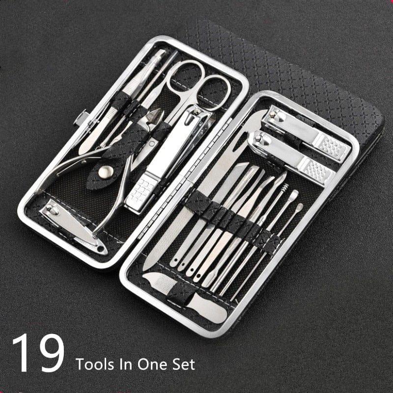 19 in 1 Stainless Steel Manicure set Professional Nail clipper Kit UK of Pedicure Tools Ingrown ToeNail Trimmer - Ammpoure Wellbeing