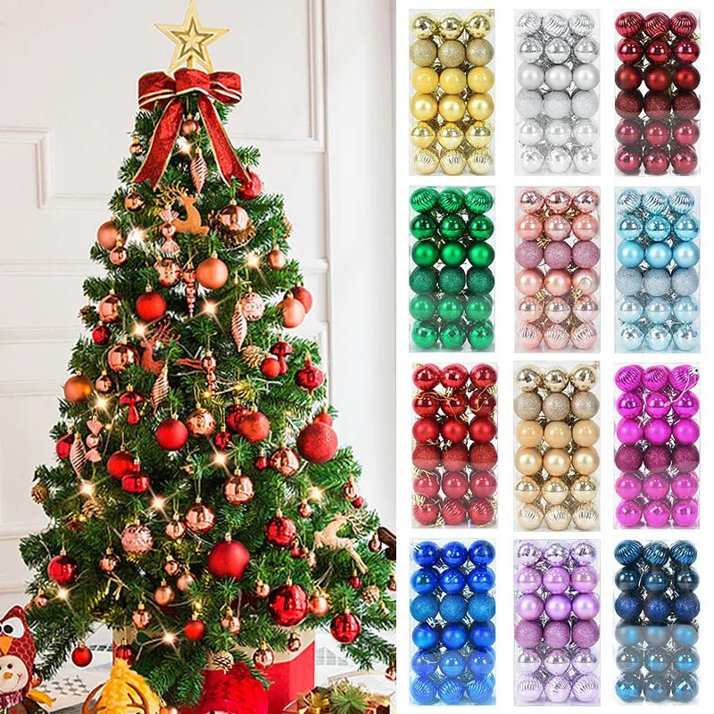 1box Christmas Balls Christmas Tree Ornaments Ball Xmas Hanging Tree Pendants Home Party Decor 2023 New Year Gift Noel Navidad - Ammpoure Wellbeing