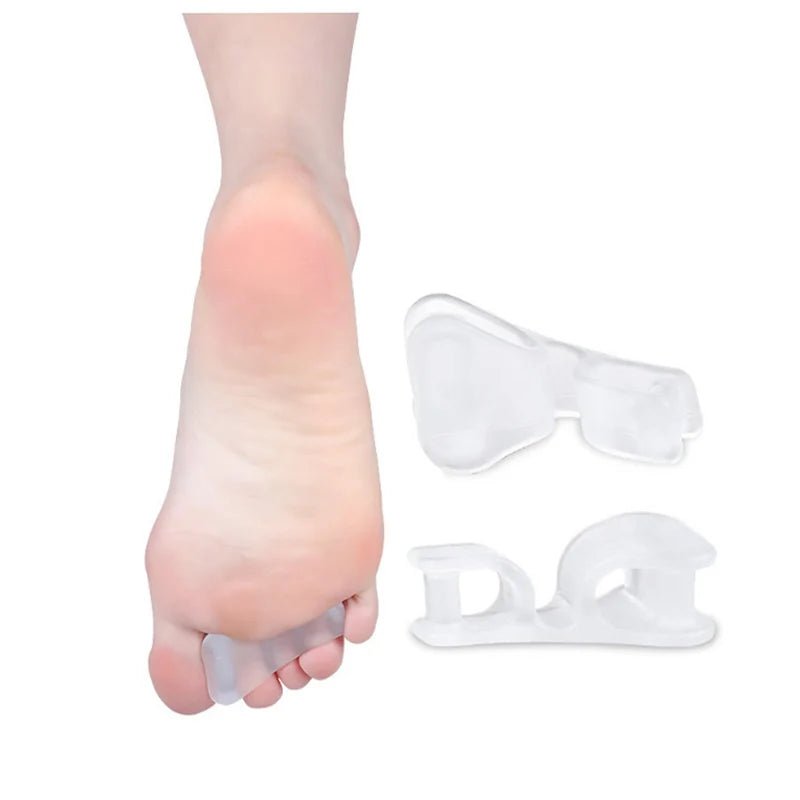 1pair Silicone Gel Straightener Two Hole Toe Separator Fingers Protector Bunion Adjuster Hallux Valgus Foot Care Pedicure - Ammpoure Wellbeing