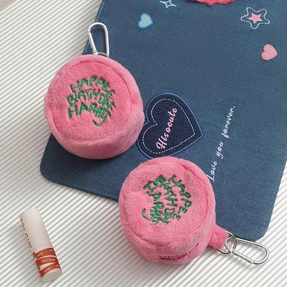 1pc Cute Plush Cosmetic Bag Portable Letter Embroidered Coin Purse Hanging Bag Perfect Lipstick Envelope ID Bag For Traveling - Ammpoure Wellbeing