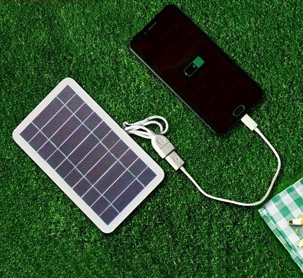 1pc Outdoor Waterproof Solar USB Charger for Travel and Camping - Portable Solar Panel Mobile Power Supply, Mobile Phone Charging, Flashlight and Fan - Ammpoure Wellbeing