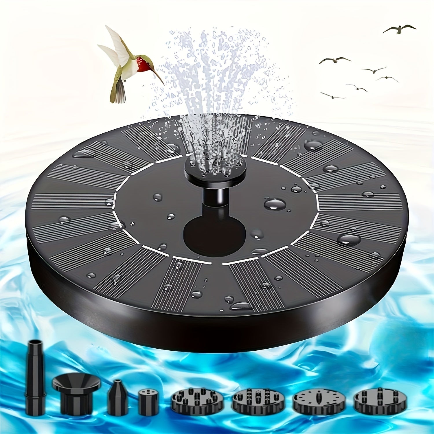 1pc Solar Fountain Pump, Waterscape Outdoor Solar Bird Bath Fountain, Independent Floating, For Gardens, Terraces, Bathtubs, Ponds, Swimming Pools - Ammpoure Wellbeing