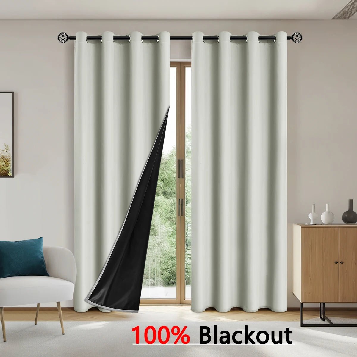 1pc Solid color full shading and sun protection 100% Blackout curtains, bedroom and living room shading curtains - Ammpoure Wellbeing