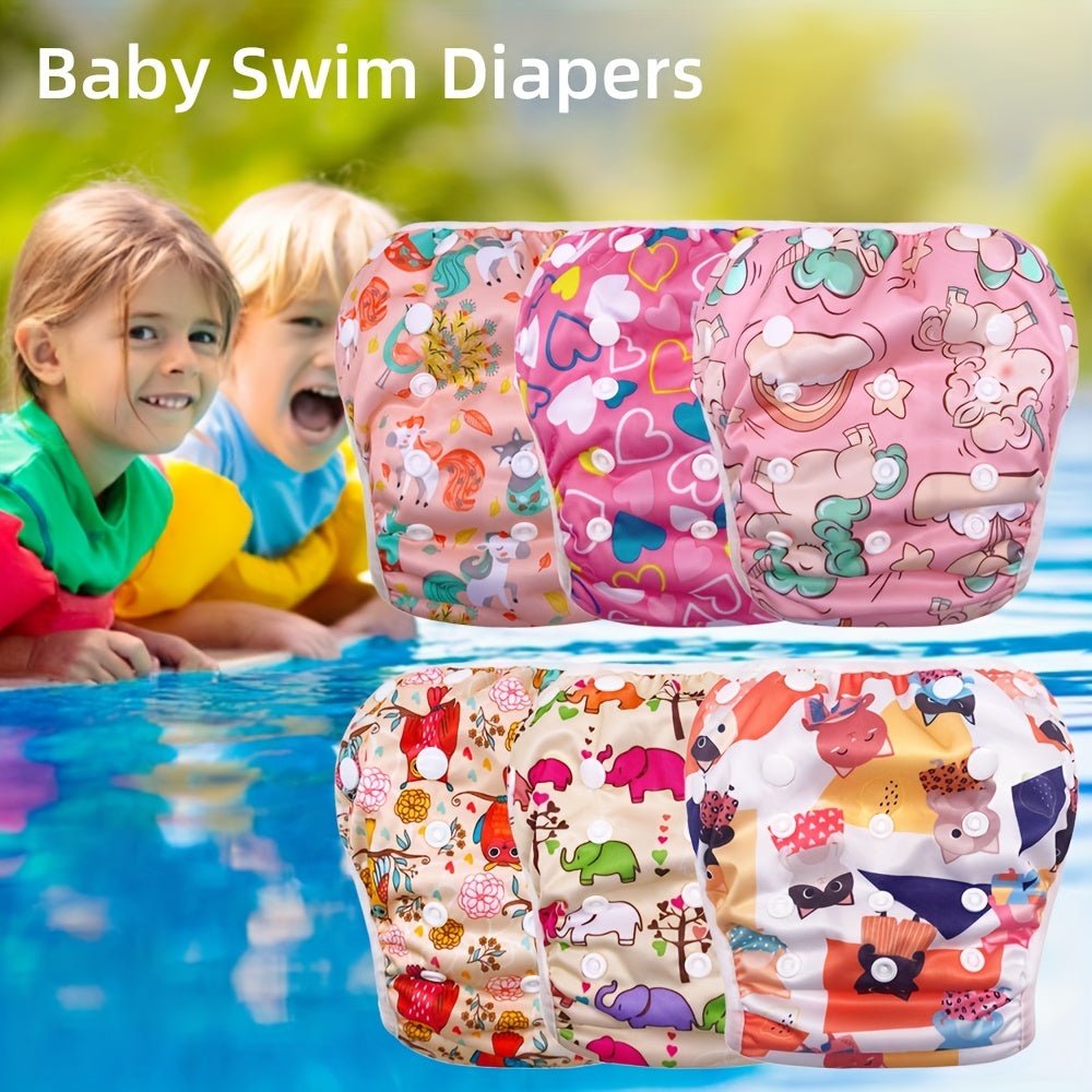 1pc Swimming Diaper, Baby & Toddler Snap One Size Reusable Adjustable Swimming Diaper, Baby Shower Gifts, Baby Girls Swimming Nappy Diaper - Ammpoure Wellbeing