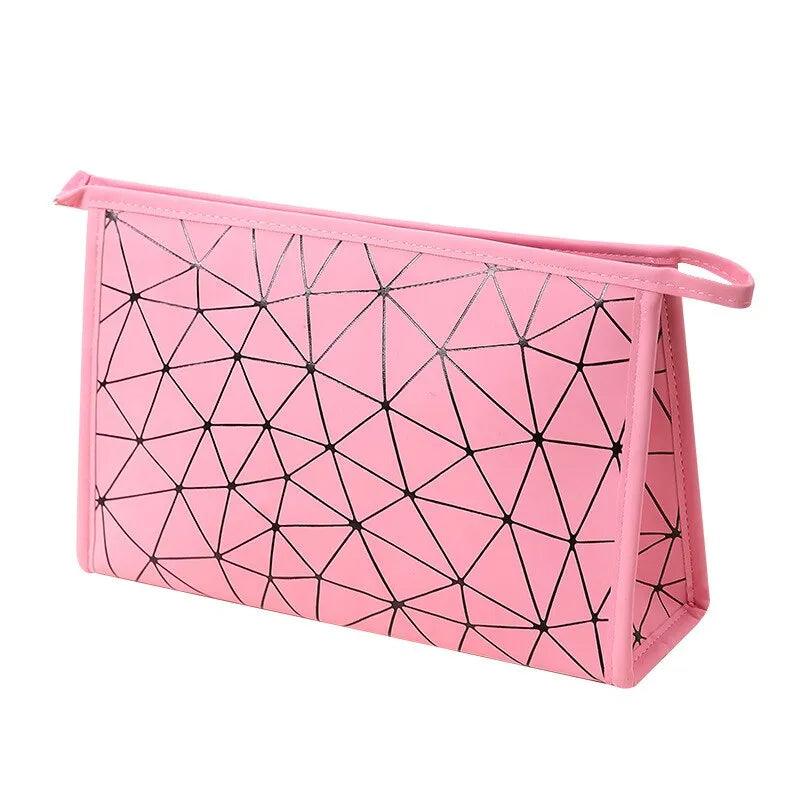 1PC Travel Geometric Makeup Cosmetic Bag PU Cosmetic Storage Bag Organizer Waterproof Portable Travel Toiletry Organizer Bag - Ammpoure Wellbeing