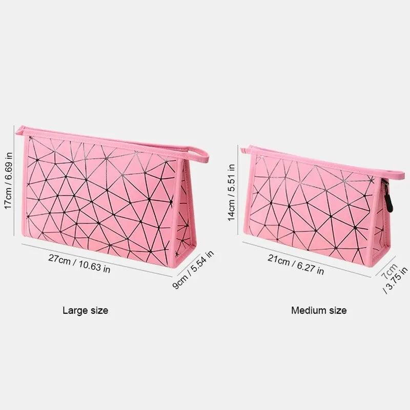 1PC Travel Geometric Makeup Cosmetic Bag PU Cosmetic Storage Bag Organizer Waterproof Portable Travel Toiletry Organizer Bag - Ammpoure Wellbeing