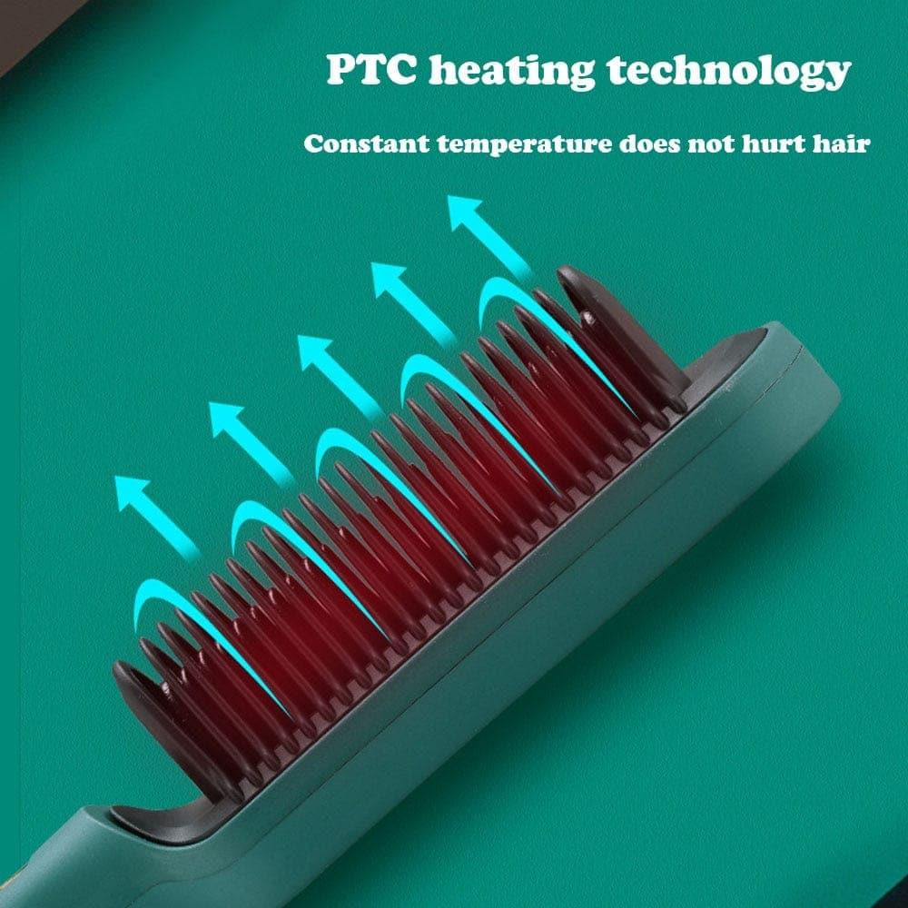 2 In 1 Electric Professional Negative Ion Hair Straightener Brush Curling Comb With Lcd Display Hair Curling Tools - Ammpoure Wellbeing