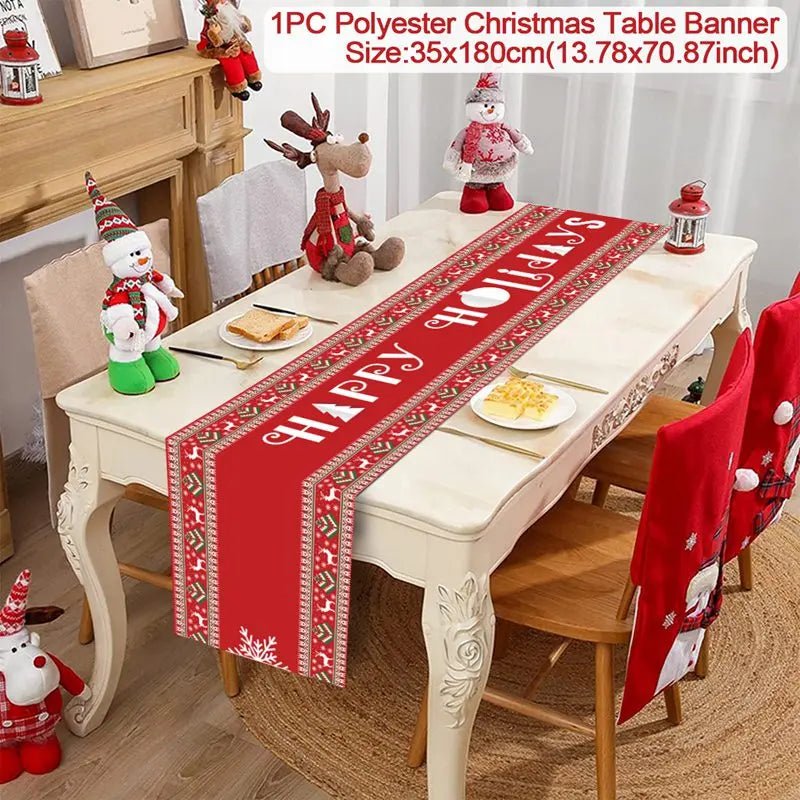 2024 Christmas Table Runners Merry Christmas Decoration for Home Tablecloth Table Cover Xmas Gifts Navidad Noel New Year 2025 - Ammpoure Wellbeing