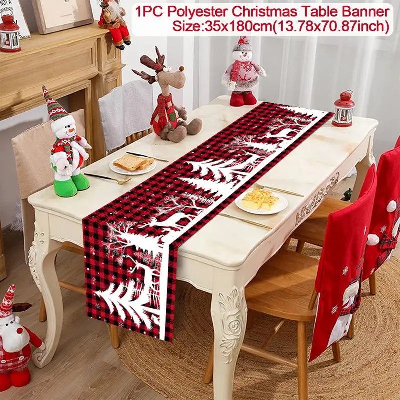 2024 Christmas Table Runners Merry Christmas Decoration for Home Tablecloth Table Cover Xmas Gifts Navidad Noel New Year 2025 - Ammpoure Wellbeing