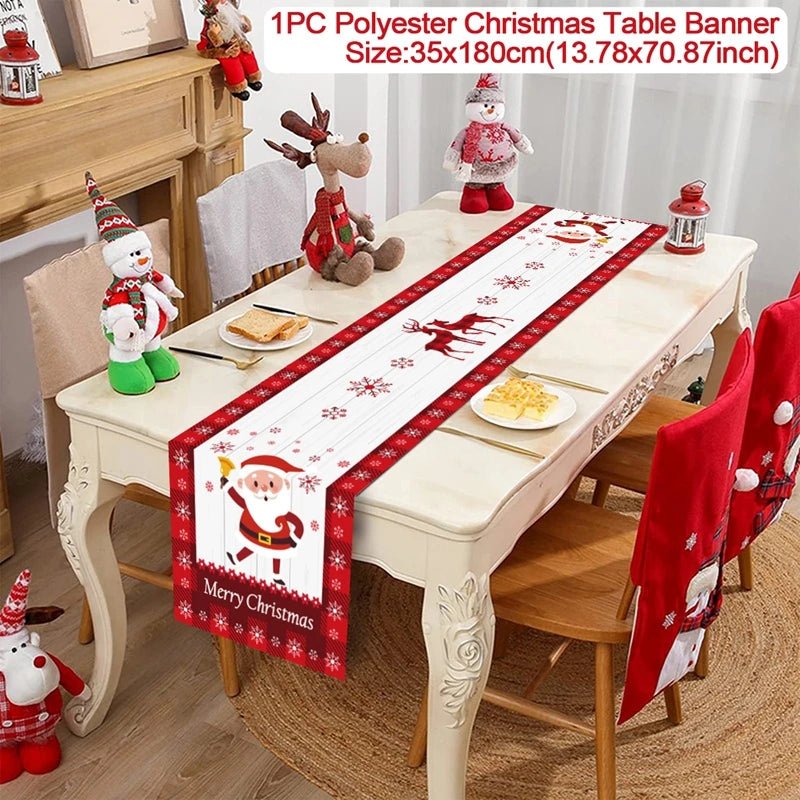 2024 Christmas Table Runners Merry Christmas Decoration for Home Tablecloth Table Cover Xmas Gifts Navidad Noel New Year 2025 - Ammpoure Wellbeing