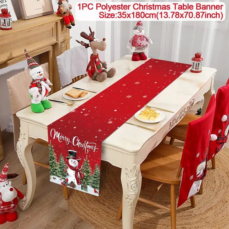 2024 Christmas Table Runners Merry Christmas Decoration for Home Tablecloth Table Cover Xmas Gifts Navidad Noel New Year 2025 - Ammpoure Wellbeing