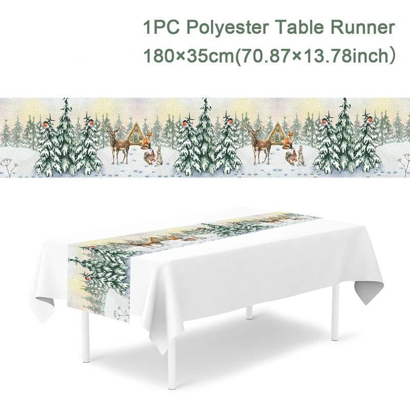 2024 Christmas Table Runners Merry Christmas Decoration for Home Tablecloth Table Cover Xmas Gifts Navidad Noel New Year 2025 - Ammpoure Wellbeing