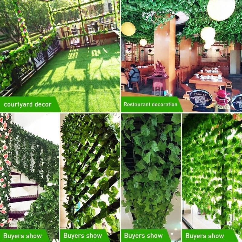 2.1M Artificial Plant Green Ivy Leaf Garland Silk Wall Hanging Vine Home Garden Decoration Wedding Party DIY Fake Wreath Leaves - Ammpoure Wellbeing