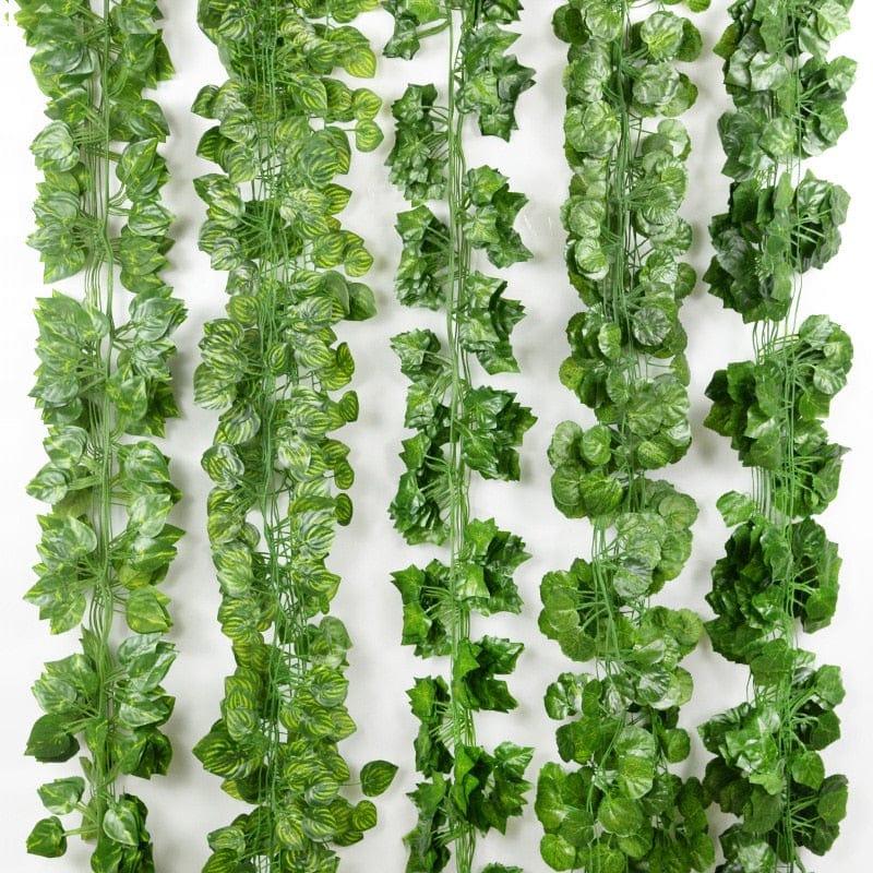 2.1M Artificial Plant Green Ivy Leaf Garland Silk Wall Hanging Vine Home Garden Decoration Wedding Party DIY Fake Wreath Leaves - Ammpoure Wellbeing