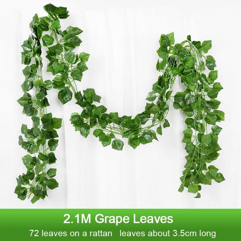 2.1M Artificial Plant Green Ivy Leaf Garland Silk Wall Hanging Vine Home Garden Decoration Wedding Party DIY Fake Wreath Leaves - Ammpoure Wellbeing