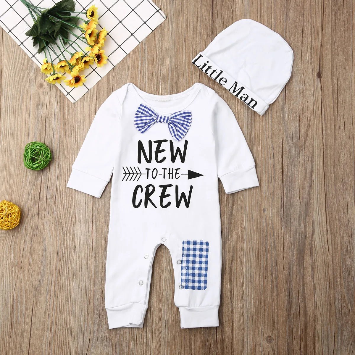 2PCS Newborn Baby Boys Clothes Cotton Long Sleeve Romper+Hat Jumpsuit Outfits Clothes Long Pants Baby Warm Autumn Winter Outfits - Ammpoure Wellbeing