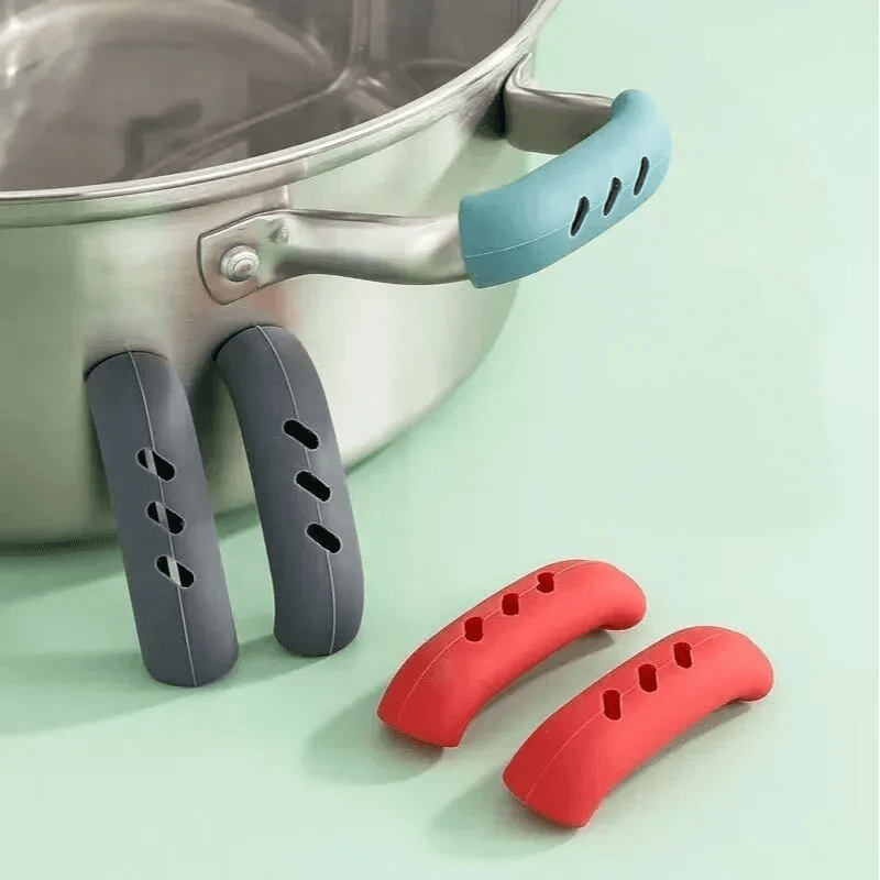 2PCS Silicone Pan Handle Cover Anti - scalding Protective Cover Steamer Casserole Handle Holder Non - slip Cover Kitchen Gadgets - Ammpoure Wellbeing