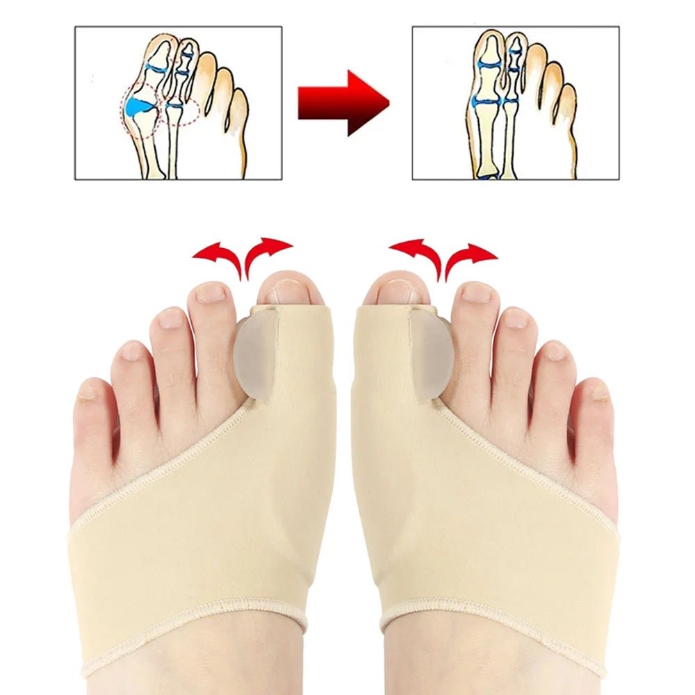 2Pcs Toe Separator Hallux Valgus Bunion Corrector Orthotics Feet Bone Thumb Adjuster Correction Pedicure Sock Straightener Tools - Ammpoure Wellbeing