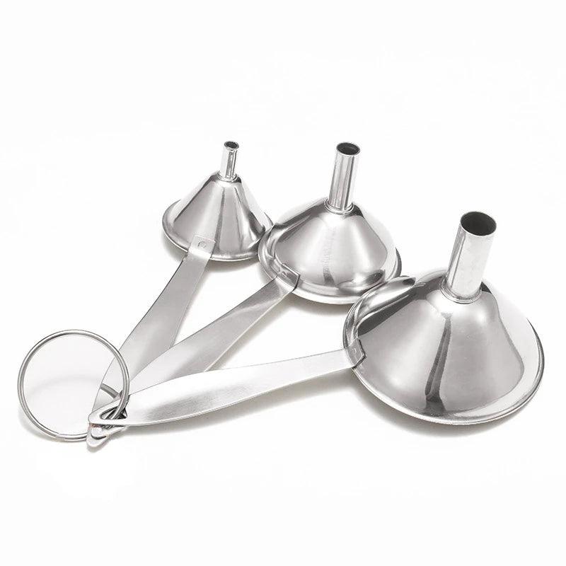 3 Pcs/Set Stainless Steel Mini Funnels Oil Vinegar Spice Essential Oil Filling Funnel Multipurpose Funnel Bar Kitchen Supplies - Ammpoure Wellbeing