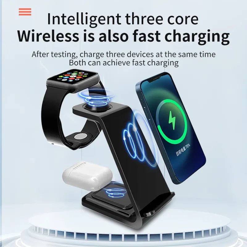 30W 3 in 1 Wireless Charger Stand Fast Charging Dock Station for iPhone 14 13 12 11 X XR 8 Apple Watch 6 7 8 iWatch Airpods Pro - Ammpoure Wellbeing