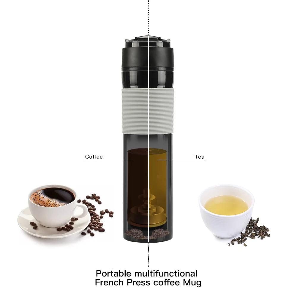350ML Coffee Tea Portable French Press Coffee Maker Coffee Bottle Insulated Travel Mug Hand Pressure Coffee Pot For Car - Ammpoure Wellbeing