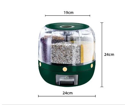 360 Degree Rotating Rice Dispenser Sealed Dry Cereal Grain Bucket Dispenser Moisture - proof Kitchen Food Container Storage Box - Ammpoure Wellbeing