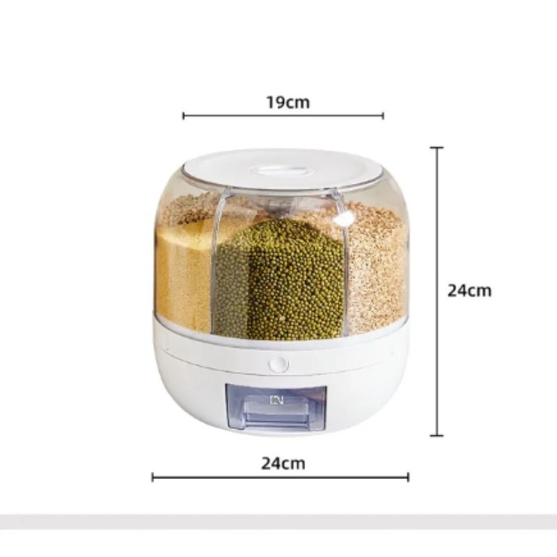 360 Degree Rotating Rice Dispenser Sealed Dry Cereal Grain Bucket Dispenser Moisture - proof Kitchen Food Container Storage Box - Ammpoure Wellbeing