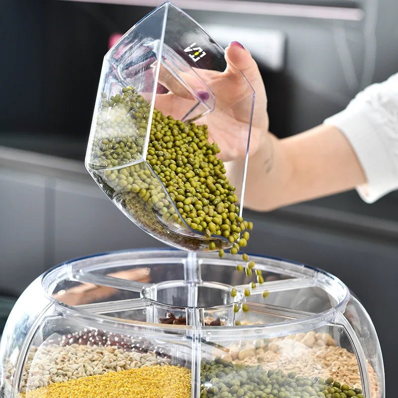 360 Degree Rotating Rice Dispenser Sealed Dry Cereal Grain Bucket Dispenser Moisture - proof Kitchen Food Container Storage Box - Ammpoure Wellbeing