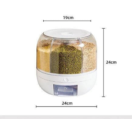 360 Degree Rotating Rice Dispenser Sealed Dry Cereal Grain Bucket Dispenser Moisture - proof Kitchen Food Container Storage Box - Ammpoure Wellbeing