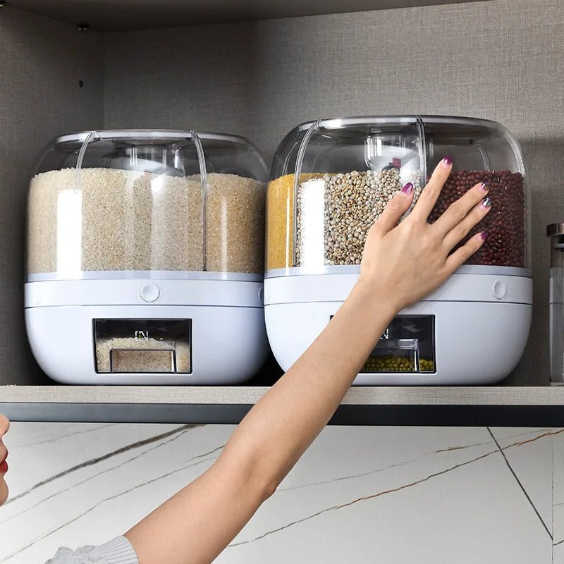 360 Degree Rotating Rice Dispenser Sealed Dry Cereal Grain Bucket Dispenser Moisture - proof Kitchen Food Container Storage Box - Ammpoure Wellbeing