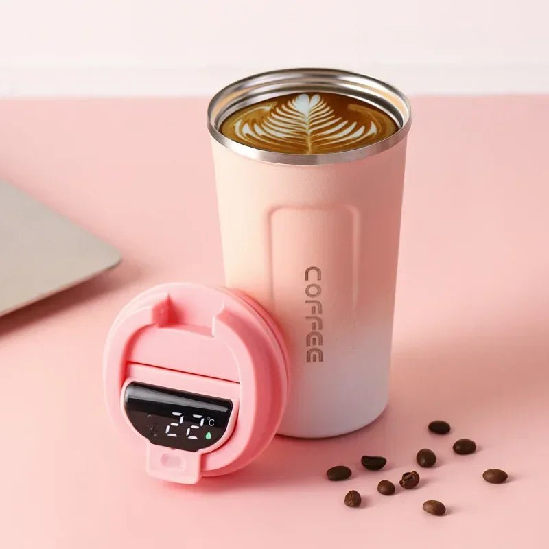 380/510ml Thermos Coffee Mug Stainless Steel Coffee Cup Temperature Display Vacuum Flask Thermal Tumbler Insulated Water Bottle - Ammpoure Wellbeing