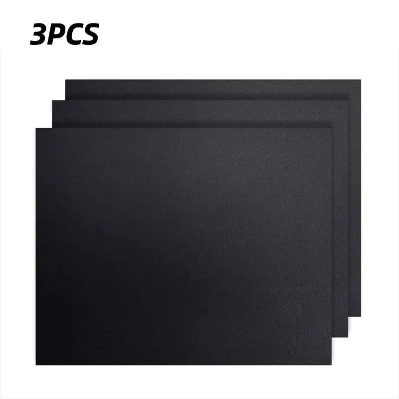 3Pcs 40 X 30cm Black BBQ Grill Mat Barbecue Outdoor Baking Non Stick Pad Reusable Cooking Plate for Party Mat Tools Accessories - Ammpoure Wellbeing