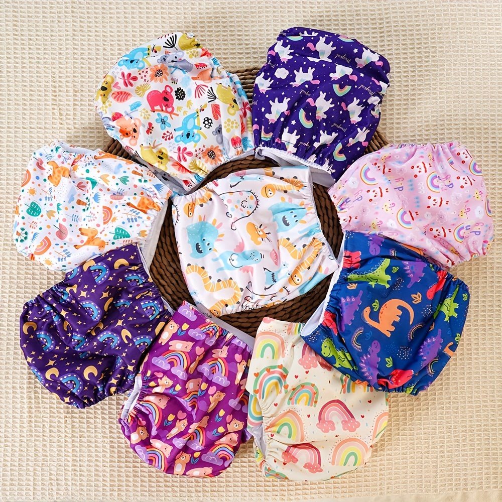 3pcs Pocket Waterproof Nappies, Washable&Reusable Diapers, Printed Adjustable Diapers - Ammpoure Wellbeing