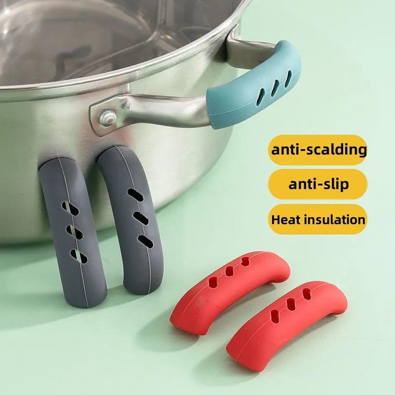 4/6Pcs Silicone Pan Handle Cover Heat Insulation Covers Pot Ear Clip Non - slip Steamer Casserole Pan Handle Kitchen Tool - Ammpoure Wellbeing