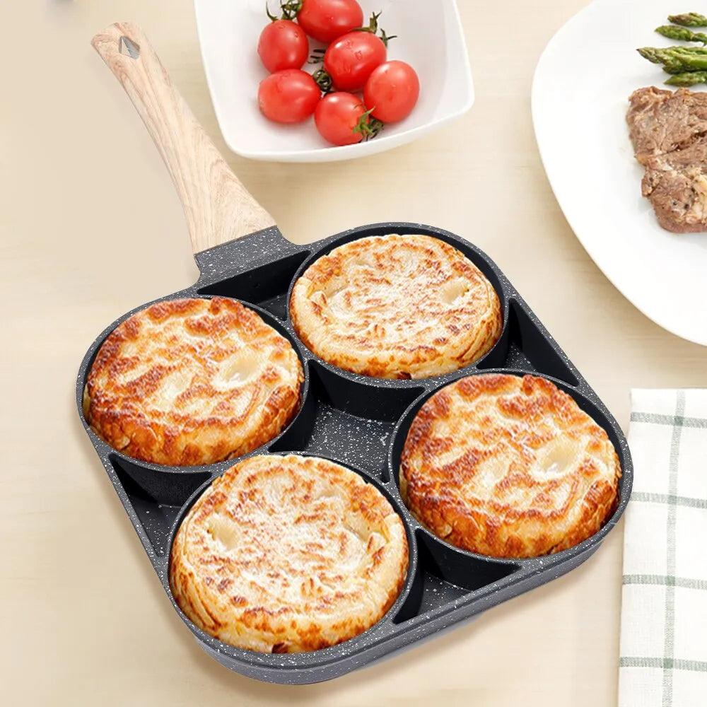 4hole Omelet Pan Frying Pot Thickened Nonstick Egg Pancake Steak Cooking Pans Hamburg Bread Breakfast Maker Induction Cookware - Ammpoure Wellbeing