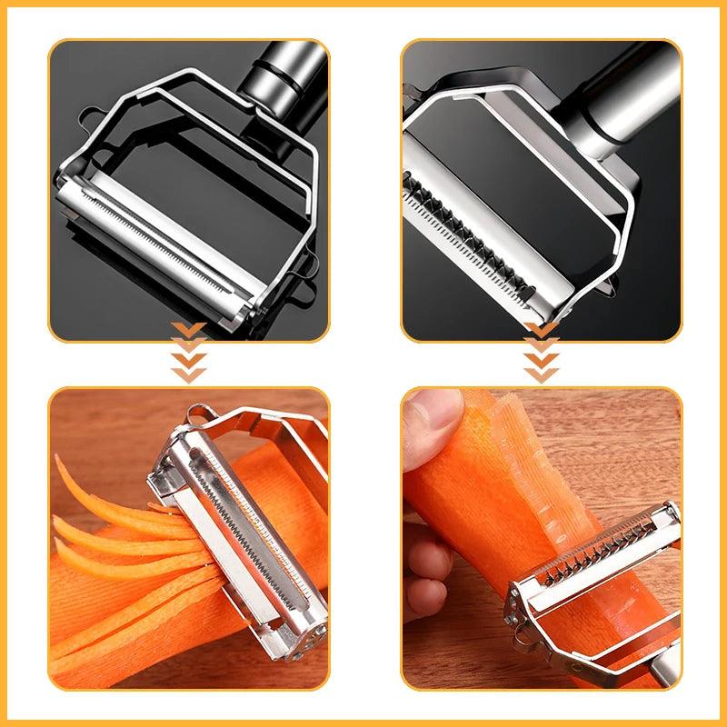 4In1 Multifunctional Vegetable Peeler Fruit Peeler Stainless Steel Vegetable Cutter Melon Planer Household Kitchen Gadgets - Ammpoure Wellbeing