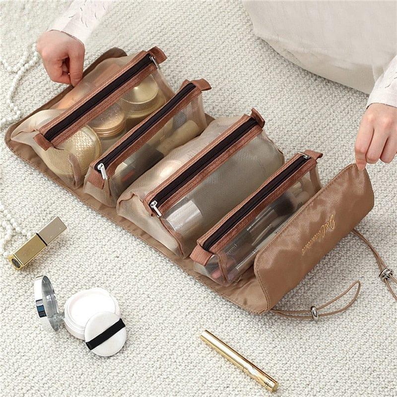 4PCS In 1 Travel Separable aCosmetic Bag Women Mesh Make Up Bags Beautician Toiletry Makeup Brushes Lipstick Storage Organizer - Ammpoure Wellbeing